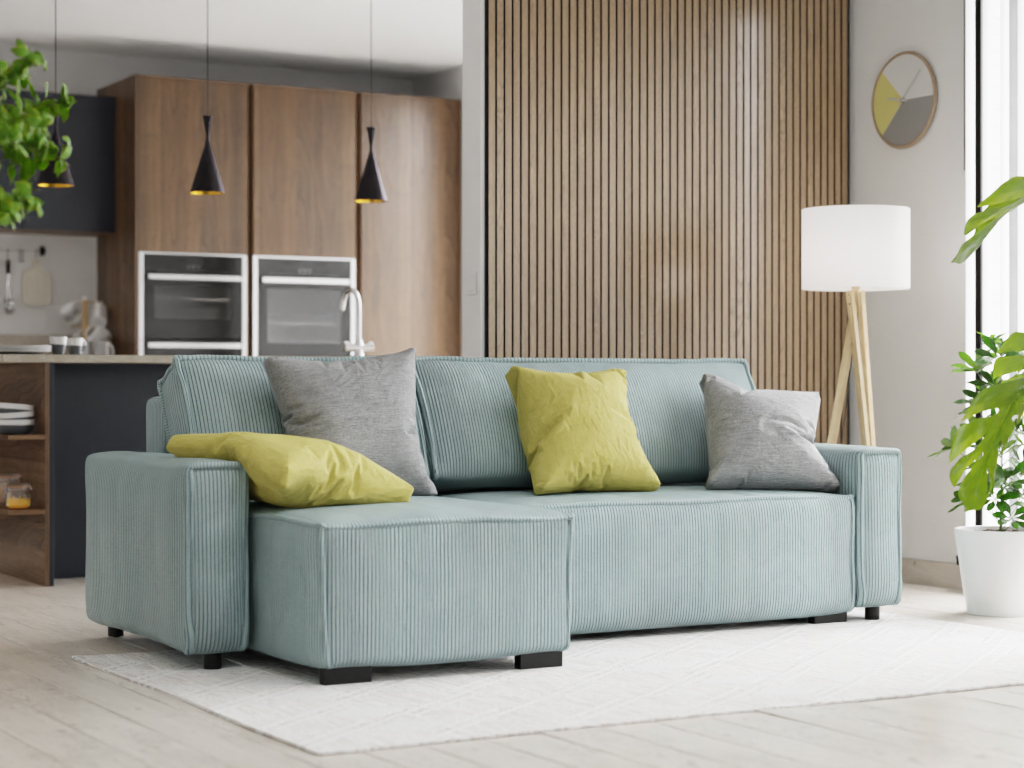Canapea extensibila cu colt bilateral Culoare Albastru Deschis SMART