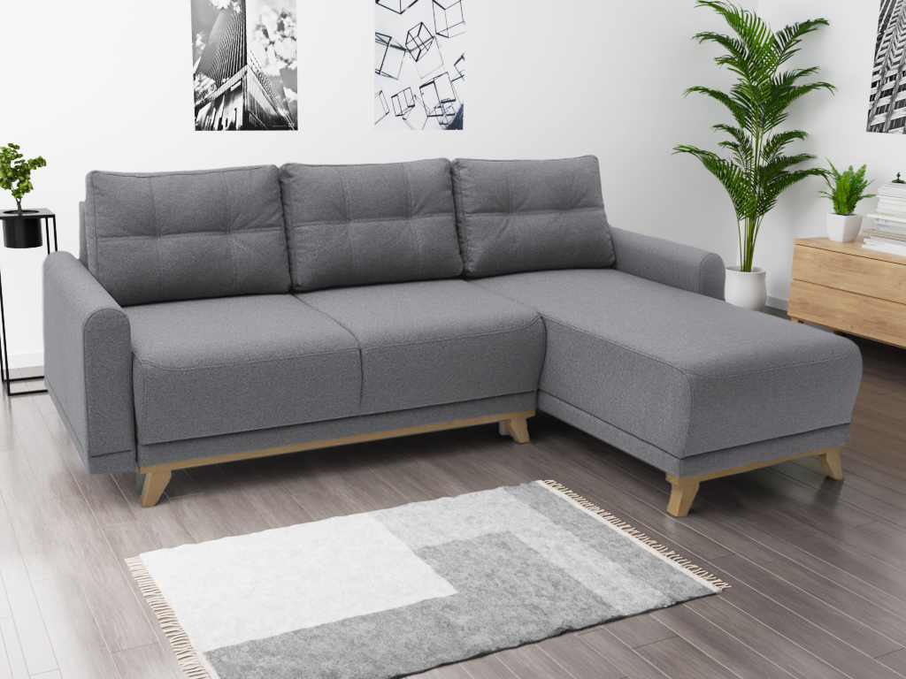 Canapea extensibila cu colt bilateral Culoare Gri Deschis ORANGE