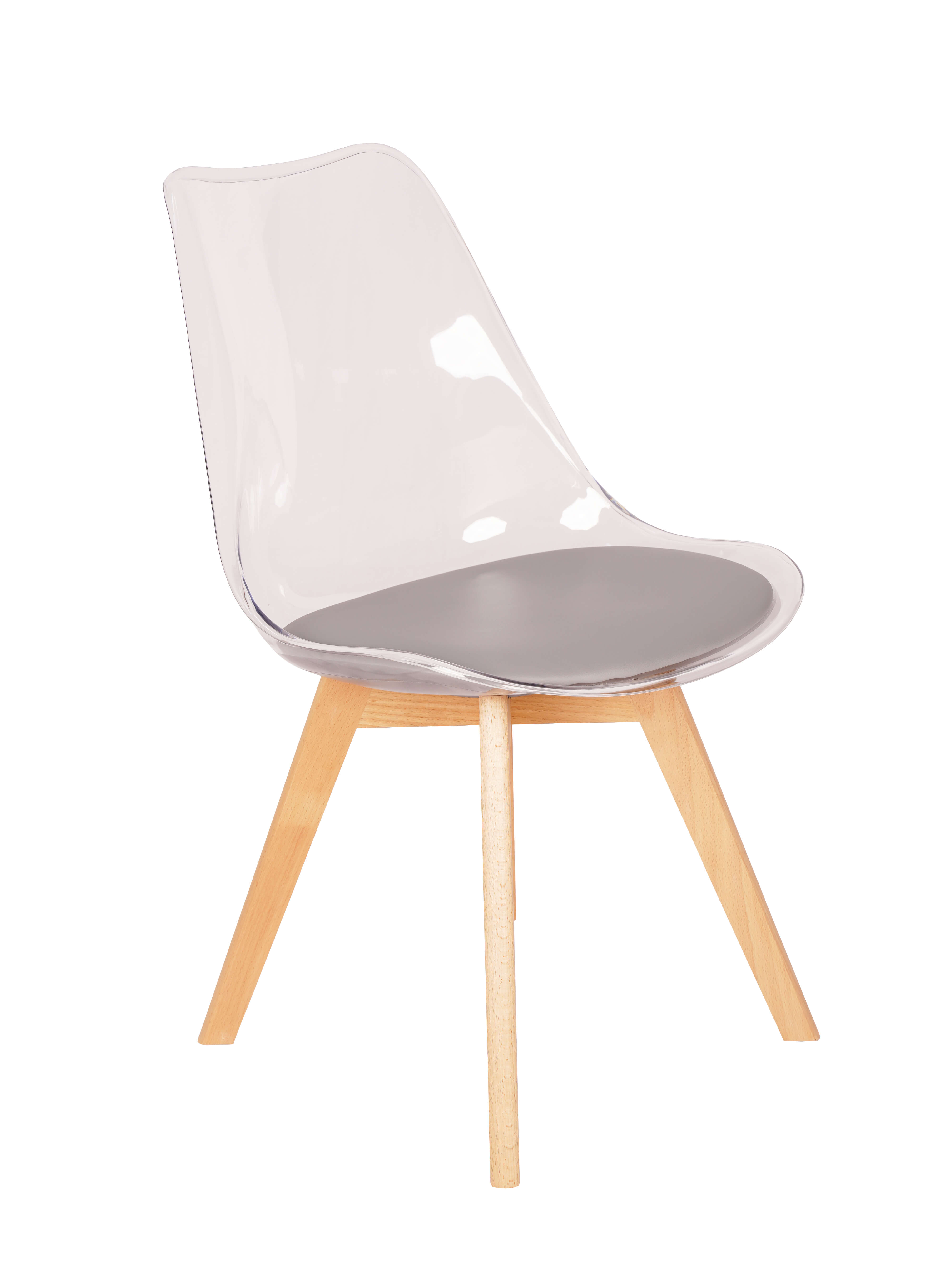 Scaun transparent cu sezut gri CAMILA