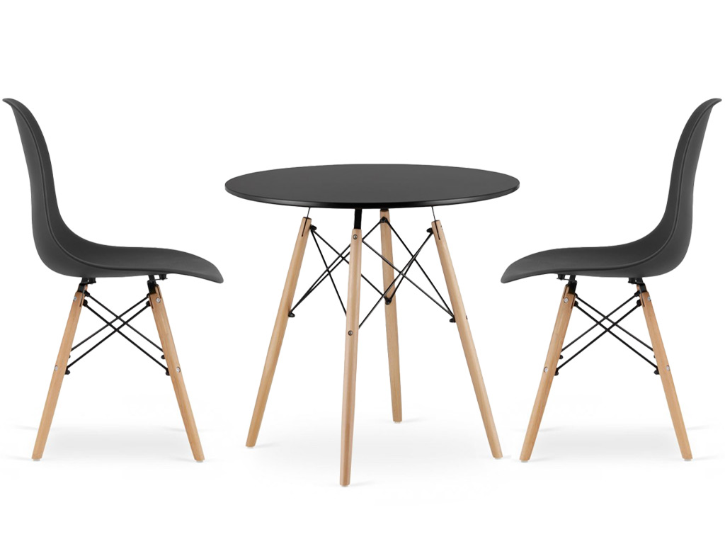 Set de sufragerie negru 1 + 2 masă OSLO 60 + scaune OSAKA