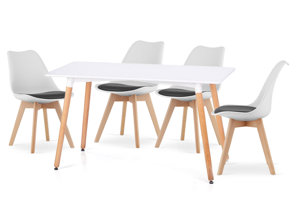 Set de sufragerie alb 1 + 4 masa BERGEN 120 + scaune BALI MARK