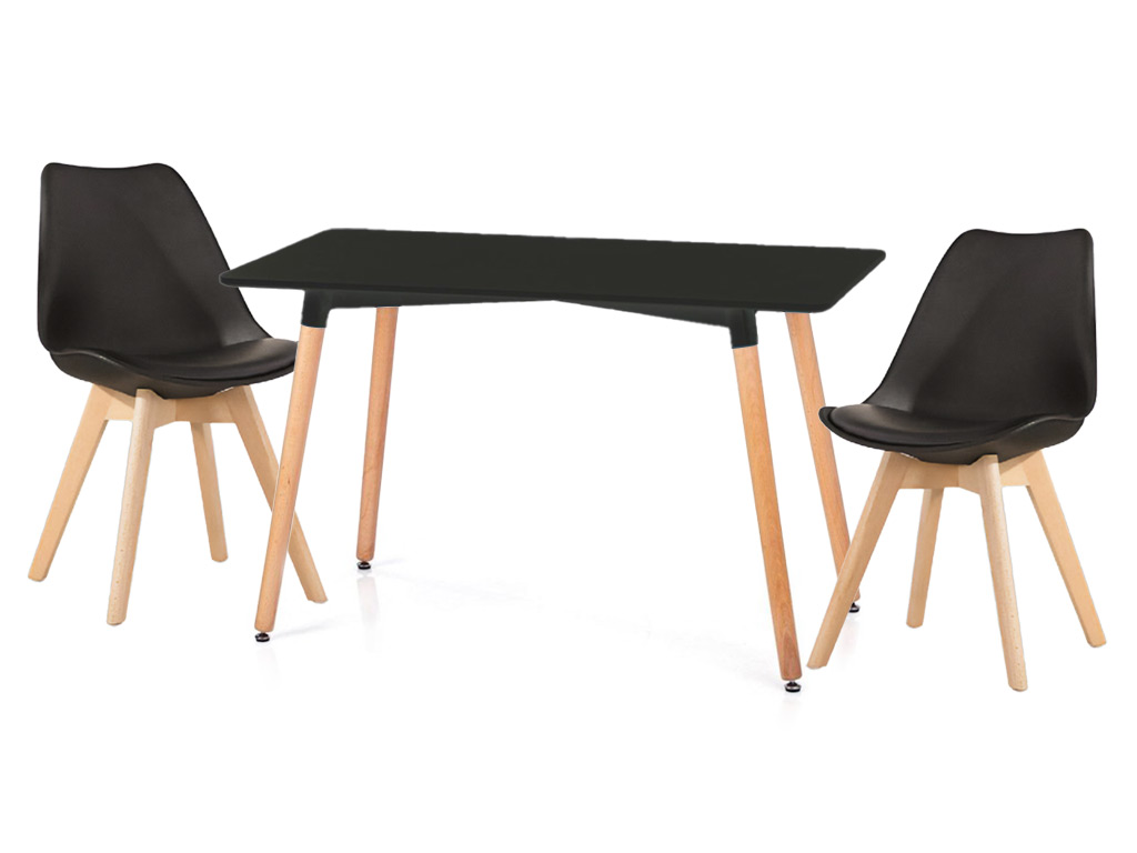 Set de sufragerie negru 1 + 2 masa BERGEN 100 + scaune BALI MARK