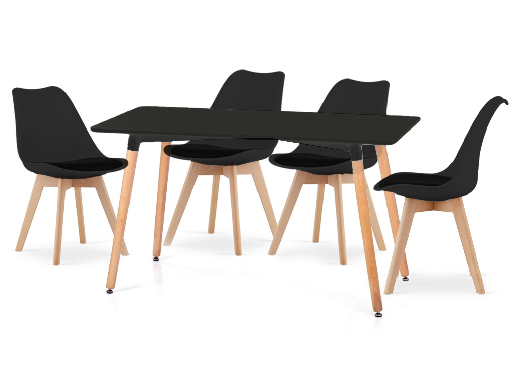 Set de sufragerie negru 1 + 4 masa BERGEN 120 + scaune BALI MARK