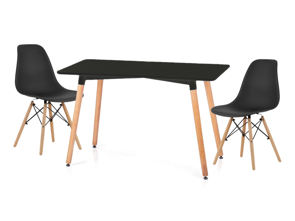 Set de sufragerie negru 1 + 2 masă BERGEN 100 + scaune OSAKA