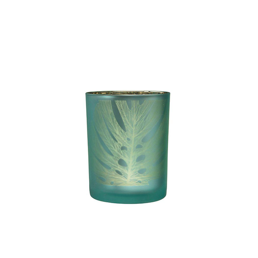 Suport lumanare din sticla turcoaz LJUSLYKTA MONSTERA