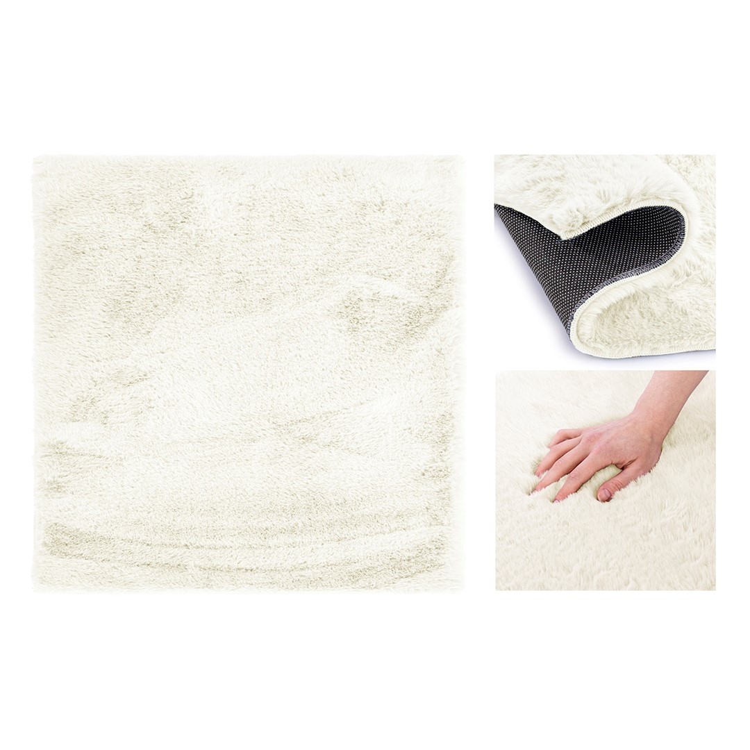 Covor din blana artificiala de iepure crem LOVIKA Dimensiuni: 100 x 100 cm