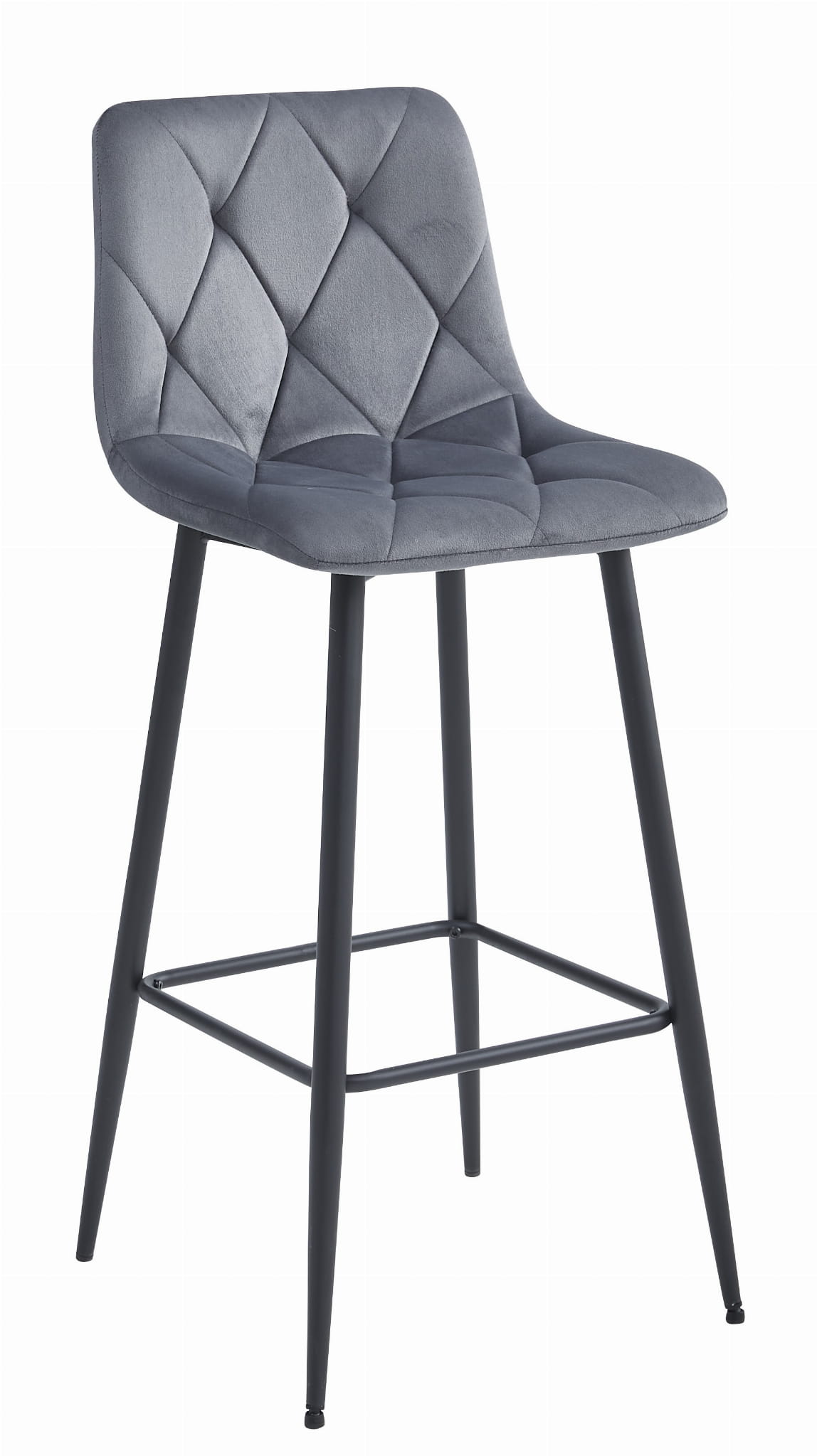 Scaun de bar gri inchis NADO VELVET cu picioare negre