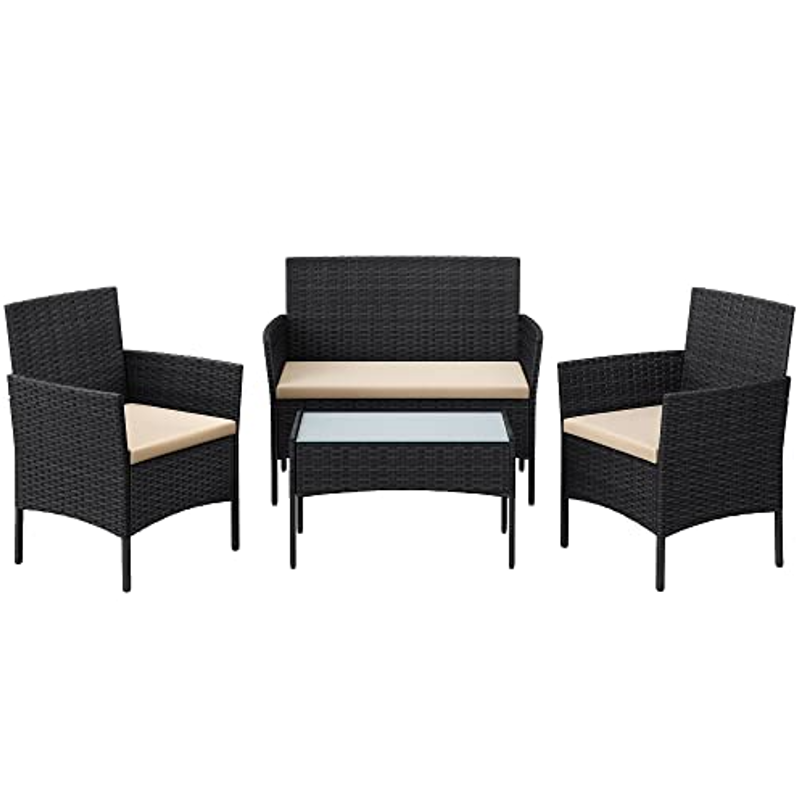 Set de gradina ratan negru TURIA