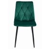Scaun dining catifea LIBRA verde închis cu picioare negre