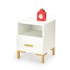 Noční stolek SILVIA bílý se zlatými nožičkami, praktický úložný prostor do ložnice.