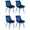 Luxusní modrá sametová židle SOSA s černými nohami, moderní styl