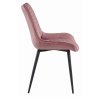 Sametová židle VERDO – luxusní prošívaný potah a černé kovové nohy pro moderní vzhled.