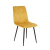 Hořčicová sametová jídelní židle NAOMI s černými kovovými nohami