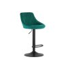Scaun de bar verde KAST VELVET cu picior negru