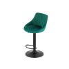 Scaun de bar verde KAST VELVET cu picior negru