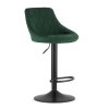 Scaun de bar verde KAST VELVET cu picior negru