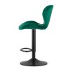 Scaun de bar verde WEST VELVET cu picior negru