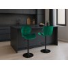 Scaun de bar verde WEST VELVET cu picior negru
