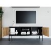 Moderní TV stolek LANZZI 120x40 cm v kombinaci černé a dub artisan