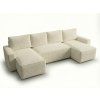 Canapea extensibila in forma de U SMART BOUCLE, crem, 303x140 cm