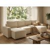 Canapea extensibila in forma de U SMART BOUCLE, crem, 303x140 cm