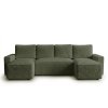 Coltar extensibil in forma de U SMART BOUCLE 303x143 cm, verde inchis