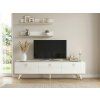 TV stolek BALANCE 150 cm se dvěma nástěnnými policemi bílá/zlatá moderní design