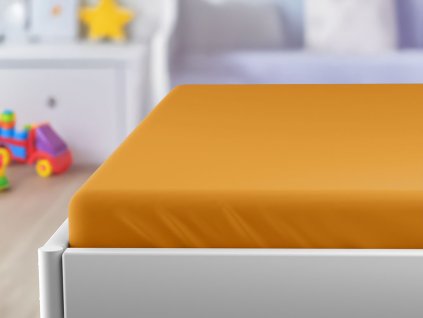 Jersey rjuha za otroško posteljico marelična 60 x 120 cm