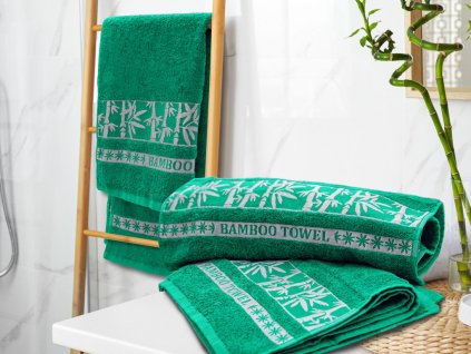 Bambusova brisača BAMBOO 50 x 90 cm zelena z borduro, 70 % bambus | 30 % bombaž