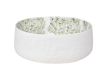 Bílá porcelánová mísa ÚPONKY s jemným rostlinným motivem