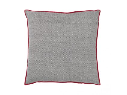 Dekorační povlak na polštář ARGILA 45x45 cm, šedý s červeným lemem