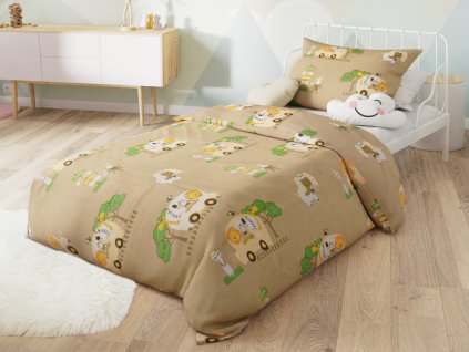 Bombažna posteljnina za posteljico SAFARI TOURS rjava