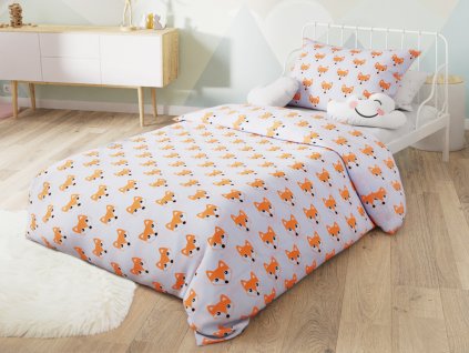 Bavlněné povlečení do postýlky LIŠKA bílé s roztomilým designem