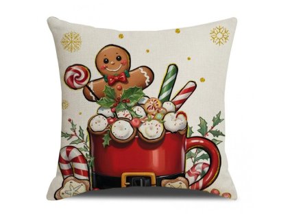 Vánoční povlak na polštář HOT CHOCOLATE 45x45 cm, barevný