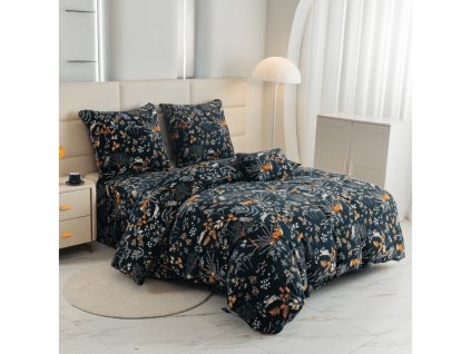 Povlečení mikroplyš LIŠKA A ZAJÍC tmavě zelené pro stylovou ložnici