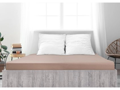 Světle hnědé jersey prostěradlo z mako bavlny LUXORA 180 x 200 cm pro pohodlný spánek