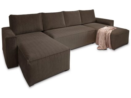 Luxusní tmavě hnědá sedací souprava do U COSARO 295x140 cm