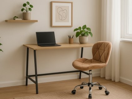 Kompaktní set do pracovny TAYLOR SONOMA + AVOLA VELVET světle hnědé křeslo