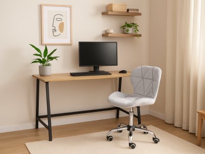 Stylový set do pracovny TAYLOR SONOMA a světle šedé křeslo AVOLA VELVET