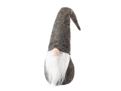 Vánoční skřítek WINTER GNOME 30 cm šedý s dlouhou čepicí