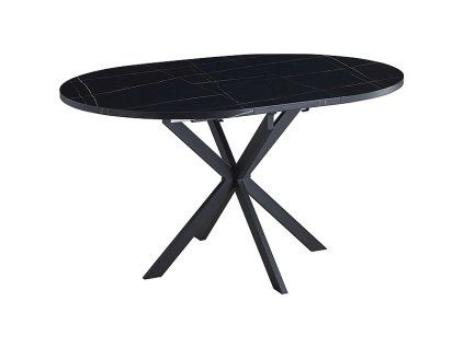 Rozkládací jídelní stůl GASTON černý mramor 100–135x100 cm