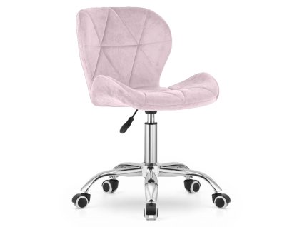 Pudrově růžové kancelářské křeslo AVOLA VELVET s kolečky