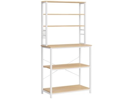 Kuchyňský regál LORANO bílý/dub 167x80 cm s policemi a kovovou konstrukcí