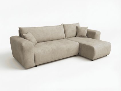 Elegantní béžová rohová pohovka SORELA s funkcí spaní