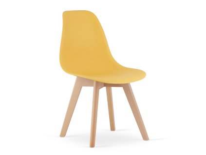 Moderní hořčicová židle KITO s bukovými nohami do jídelny