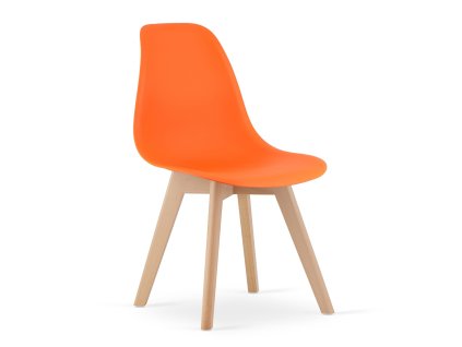 Moderní oranžová židle KITO s bukovými nohami do jídelny