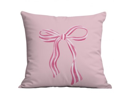 Růžový povlak na polštář PINKARA 45x45 cm s mašlí