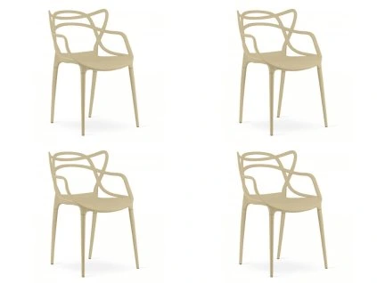 Set 4 kosov plastičnih stolov KATO, bež