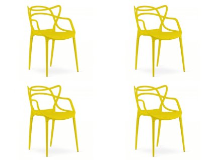 Set 4 kosov plastičnih stolov KATO, rumena
