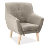 Béžové křeslo AMBER 1 s pohodlným čalouněním a dřevěnými nohami